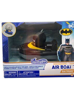 Batman DC Swimways Air Boat Toy 6+ Years Water Play Inflatable Feature Black & Y